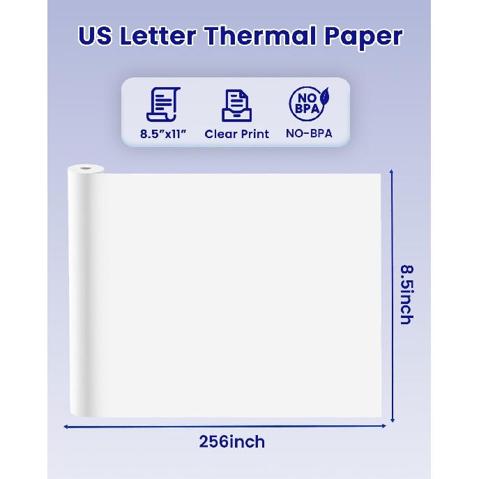 Thermal Paper 8.5" x 11" US Letter Size, 4 Rolls Quick-Dry Thermal Printer Paper, Compatible with A285M A282M A281M M835 M834 M832 Portable Printer