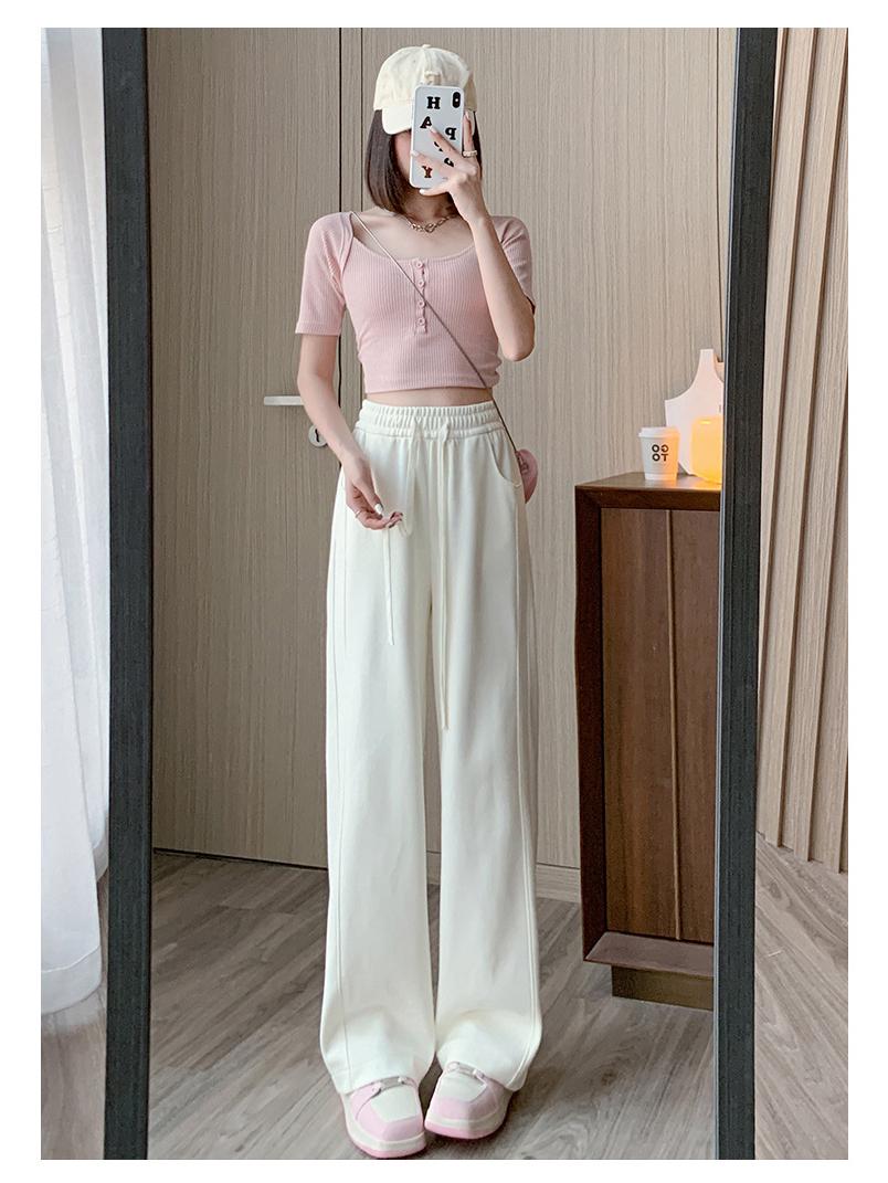 

Женские белые трикотажные брюки широкого кроя с высокой талией - Коллекция Весна и Осень 2024 M (106-115 lbs)