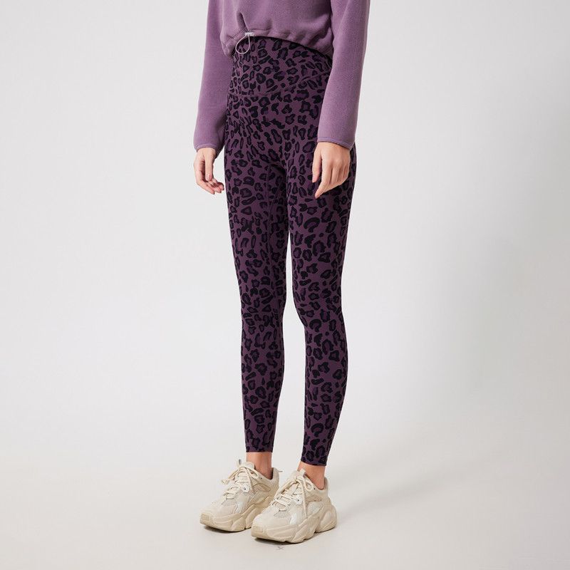 

Fx3052 Color Discount Fashion Leopard Print with Velvet Seamless Yoga Pants High Waist Warm Fitness Pants Outerwear Sweatpants Leopard Purple M