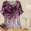 Camisa feminina casual solta de primavera, manga curta, estampa floral, tops femininos