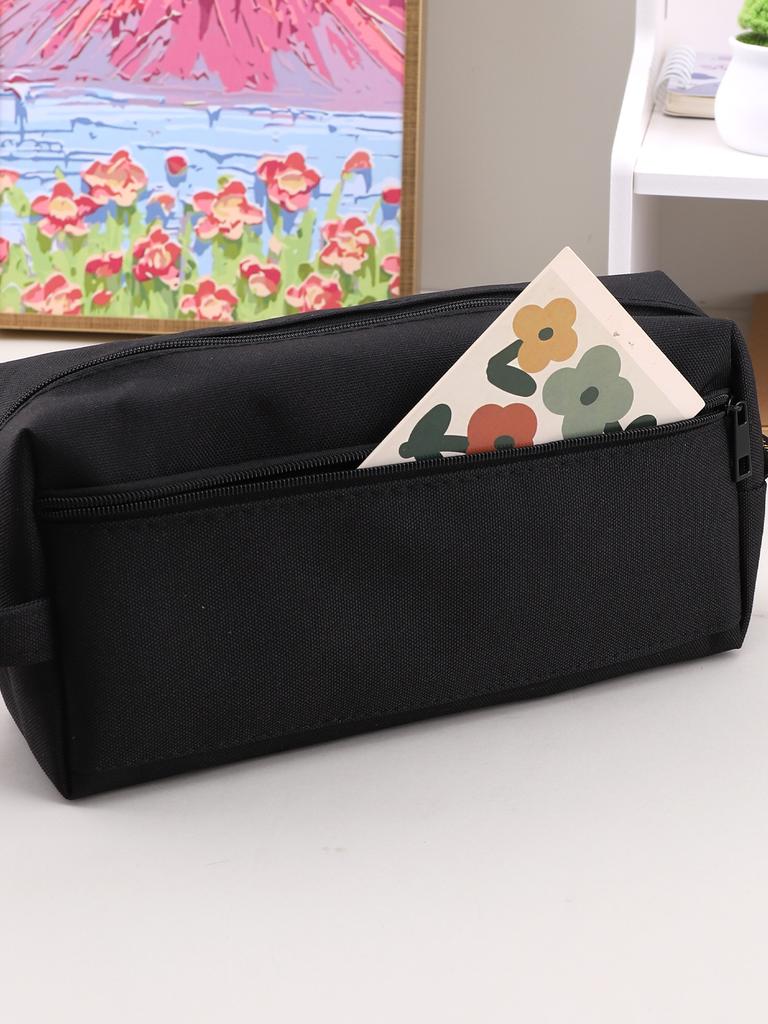 Polyester pencil case Double zipper design stationery estuche Large capacity storage pencilcase Back-to-school gift pencil case