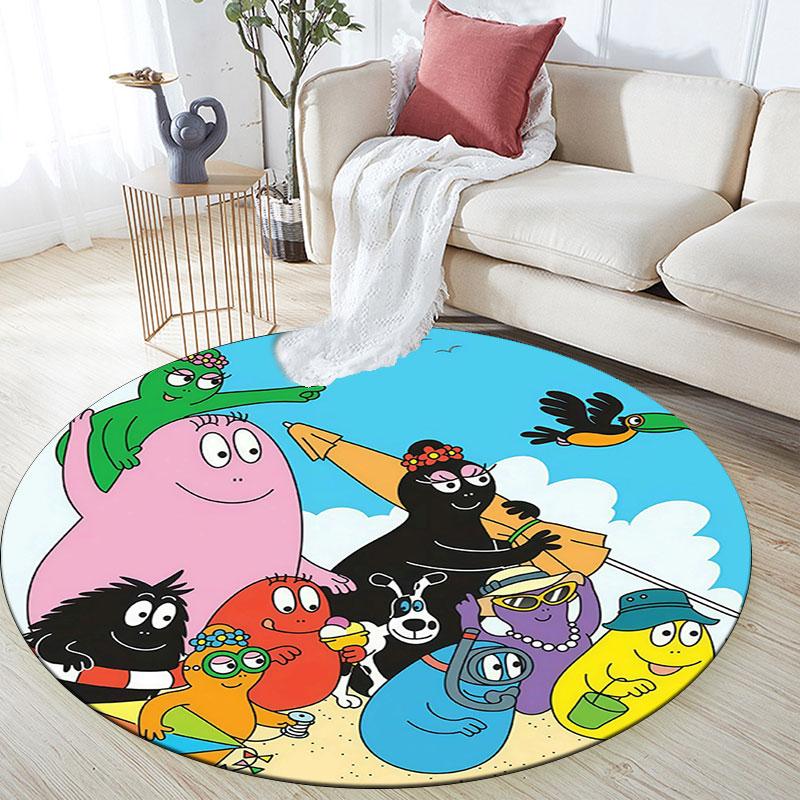 Barbapapa3,Round Area Rug,Carpet Rug for Living Room Bedroom Sofa Playroom Decor,Non-slip Floor Mat