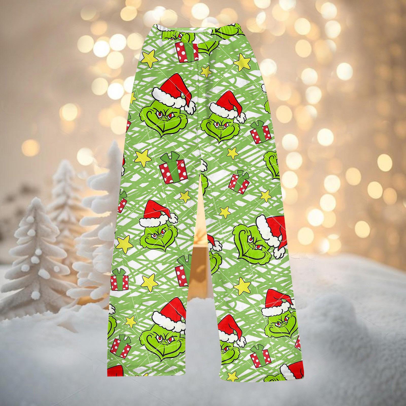 

Женские повседневные модные брюки с рождественским принтом, плюшевые повседневные брюки S