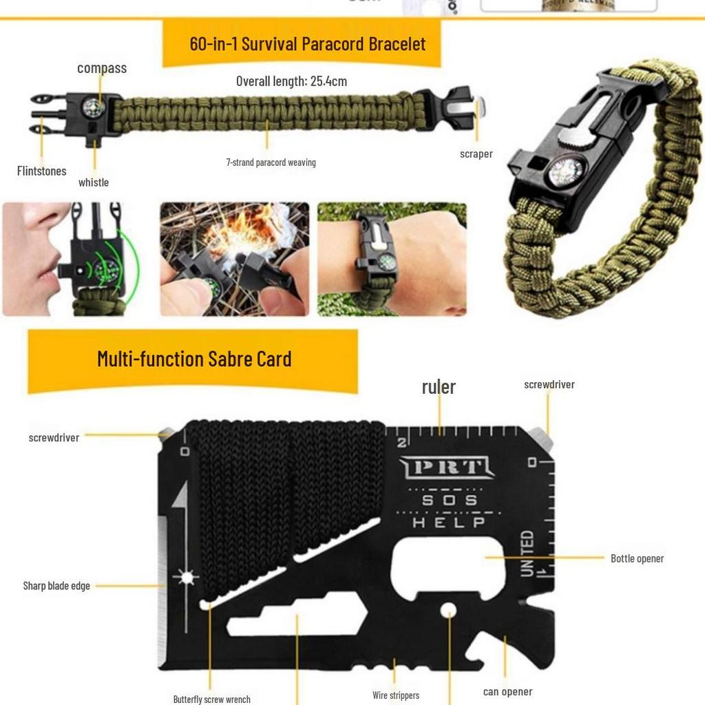 60-in-1 Outdoor Survival Gear Set: Multi-functional Wilderness SOS Emergency Camping Toolbox