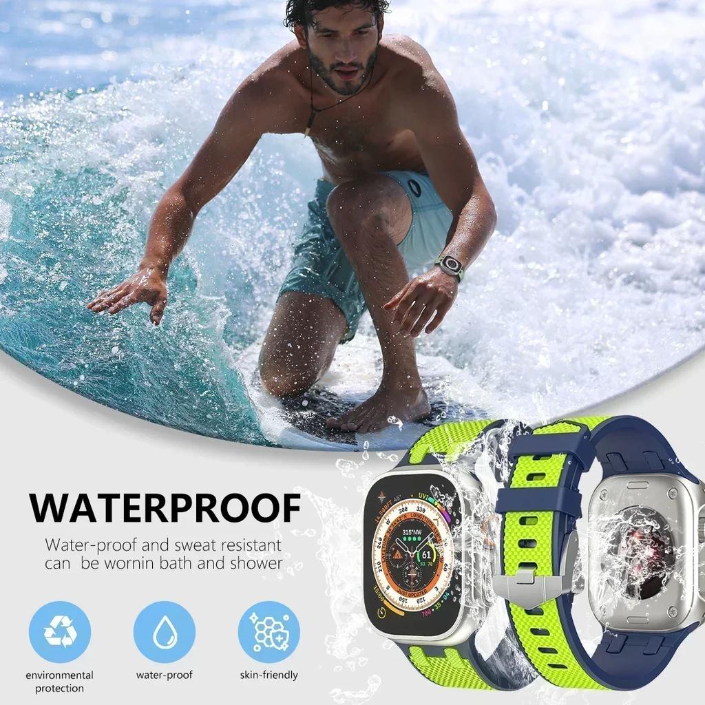 Carbon Fiber Strap for Apple Watch Ultra 3 49mm Silicone Band 46mm 45mm 44mm Men Sport Bracelet For iWatch 11 10 9 8 7 6 4 5 Se