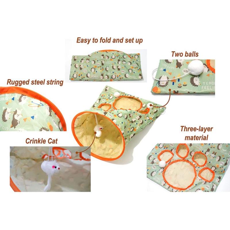 Cat Toys Drilling Bag Cat Stick Collapsible Cat Tunnel Rattling Paper Chewable Hairball Cat Toys