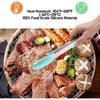Silicone Non-SlipTongs for Cooking, 430 Steel Table Tongs for Kitchen Salad, Pasta, Grilling, BBQ, Heat Resistant Tip, Strong Grip for Meat Sky Blue