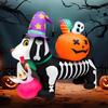 5FT Halloween Inflatable Toys Skeleton Dog with Pumpkin Decorations LED Light Up Blow Up Lawn Inflatable Model Outside Decor