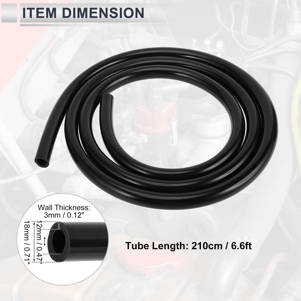 RATCHROLL 1PC Universal Silicone Vacuum Tube Hose High Temperature 6.6FT 1/2" 12mm ID 3.0mm