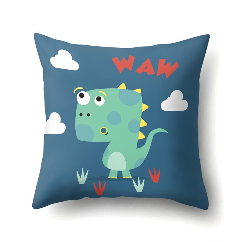 Geometric Dinosaur Pattern Polyester Single-sided Pillowcase Home Sofa Pillowcase Living Room Bedroom Cushion Cover