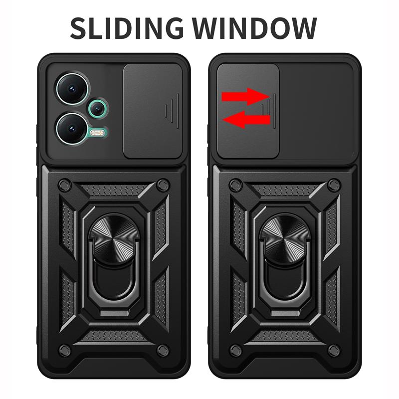 Slide Camera Lens Protection Case For Xiaomi Redmi Note 12 12s 11 10 9 11s Pro Max 11T A1 A2 ShockProof Bumpers Armor Ring Cover