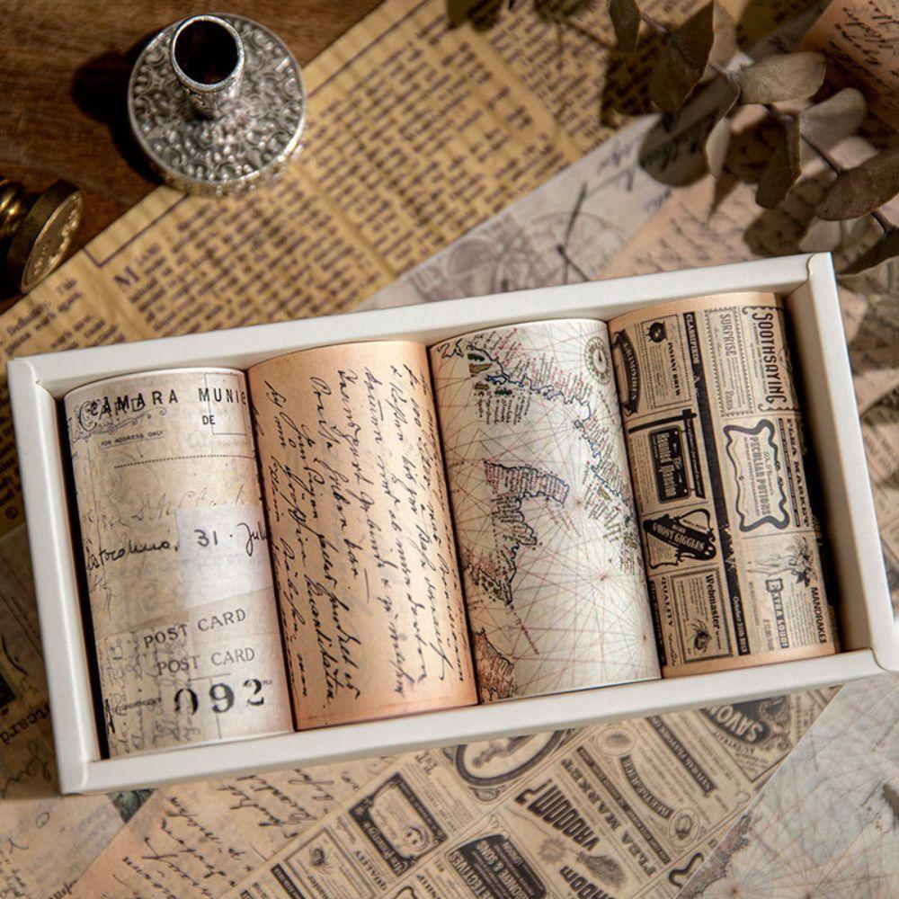 2/3 Rolls Retro Masking Tape, Vintage Map Washi Tape for Scrapbooking, Journaling, Gift Wrapping, Album Decoration YMY