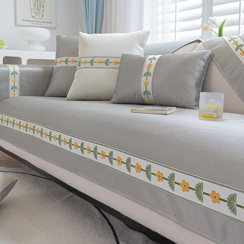 Ice Silk Sofa Cushion, Summer Mat, Non-Slip Seat Cushion, Advanced Sense  New Cream Wind Sofa Cover Cover Cloth