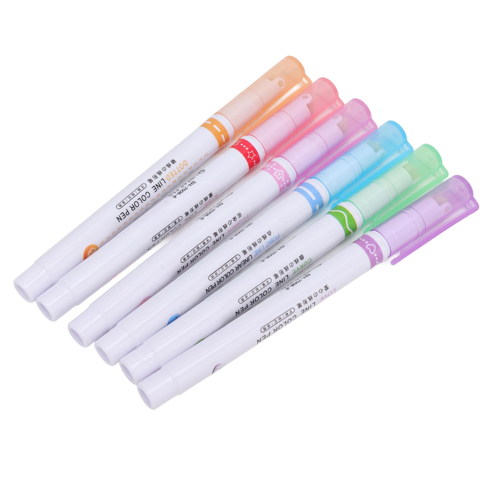 

Контурные маркеры 6 цветов, разные формы кривых, сглаживающие, пишущие, большой емкости, контурные ручки