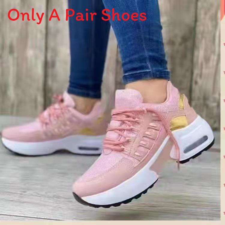 Athletic Womens Mesh Sneakers With Thick Sole And Closure For Casual Sport Wear