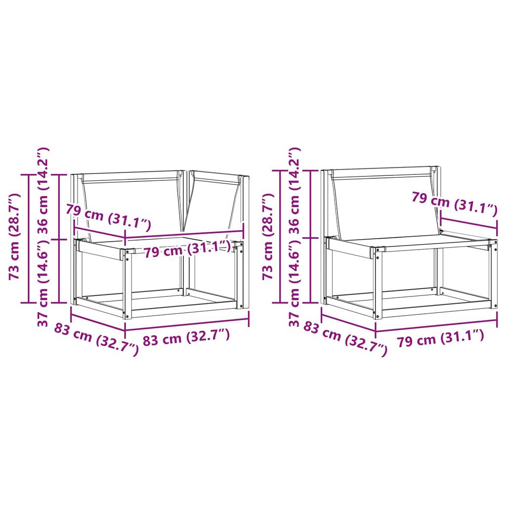 Outdoor Sofa Set 6 pcs White and Beige 79 x 79 x 37 cm