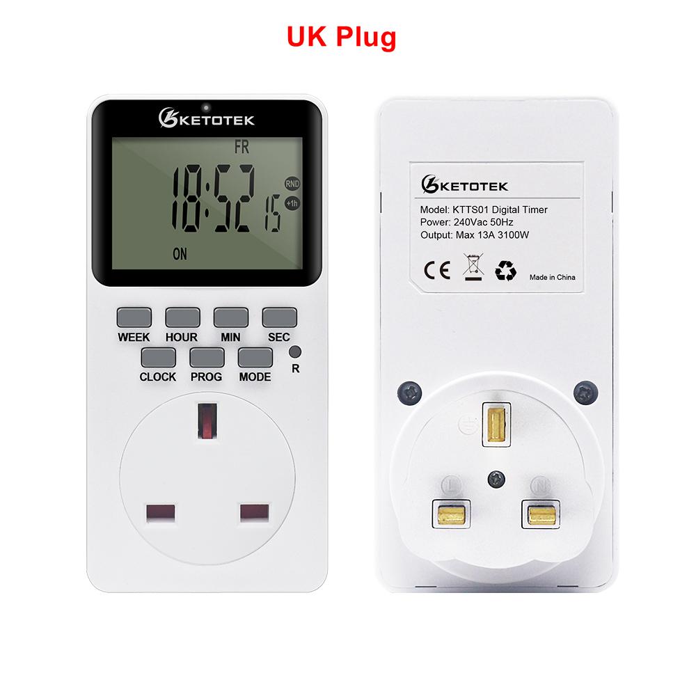EU/US/UK Electronic Digital Timer Switch Programmable 220V 110V Kitchen Plug Socket Timing Outlet Random Coutdown 12/24hr Timer