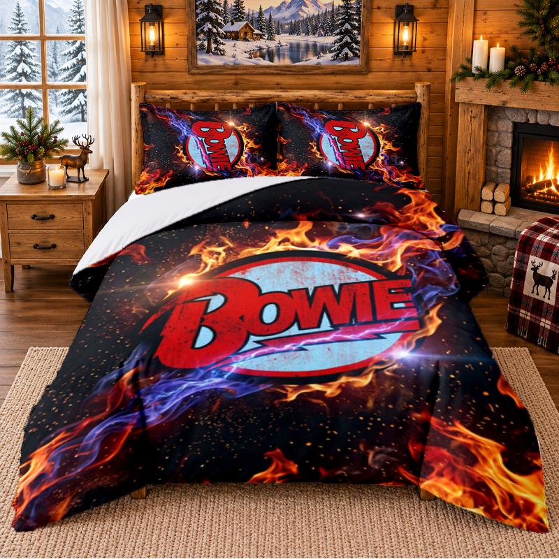 Printed 3Pcs Bedding Set David Bowie Pattern Bed Sheet Pillowcase For Bedroom Decor