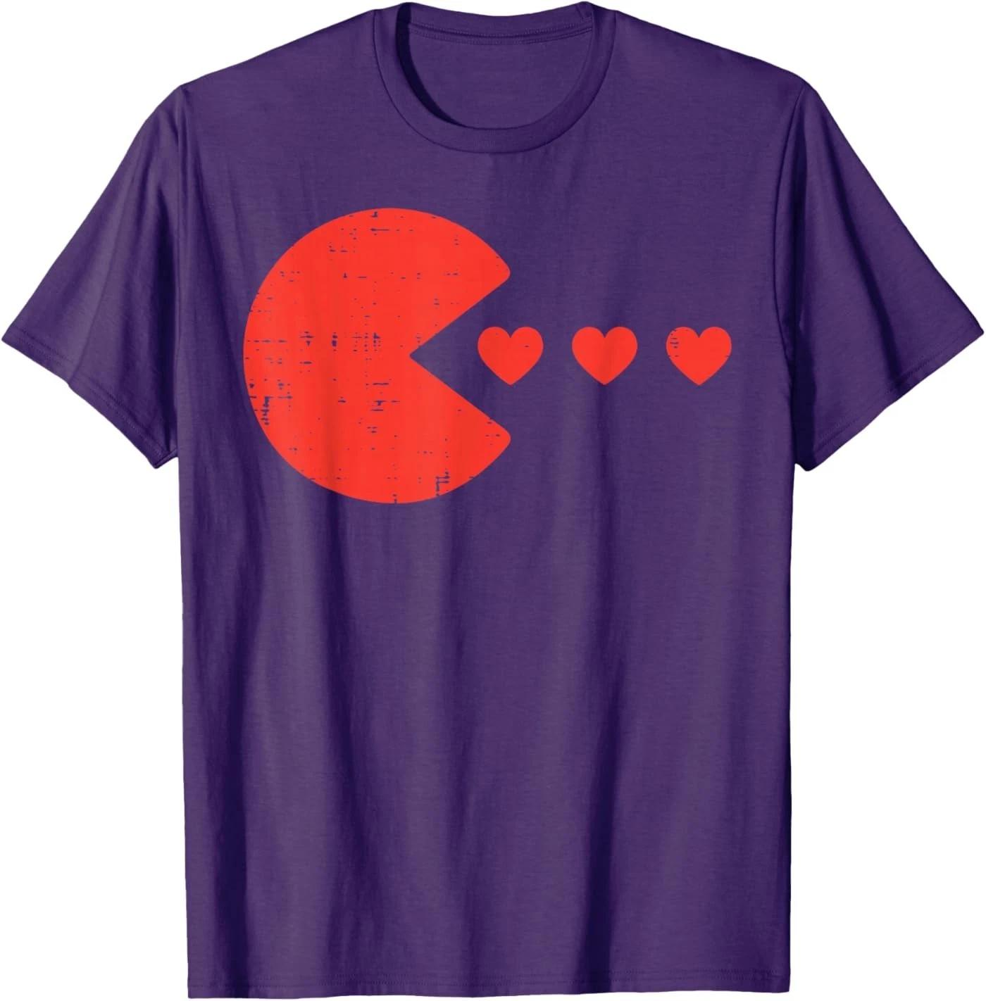 Valentines Day Gamer Eating Hearts T-Shirt 3XL
