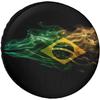 Brazil Flag Smoke Spare Tire Cover Universal Polyester Protector for RVs SUVs Trailers Trucks
