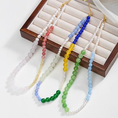 Natural Crystal Necklace, Irregular Pearl Necklace, Bohemian Bead Necklace, Jewelry