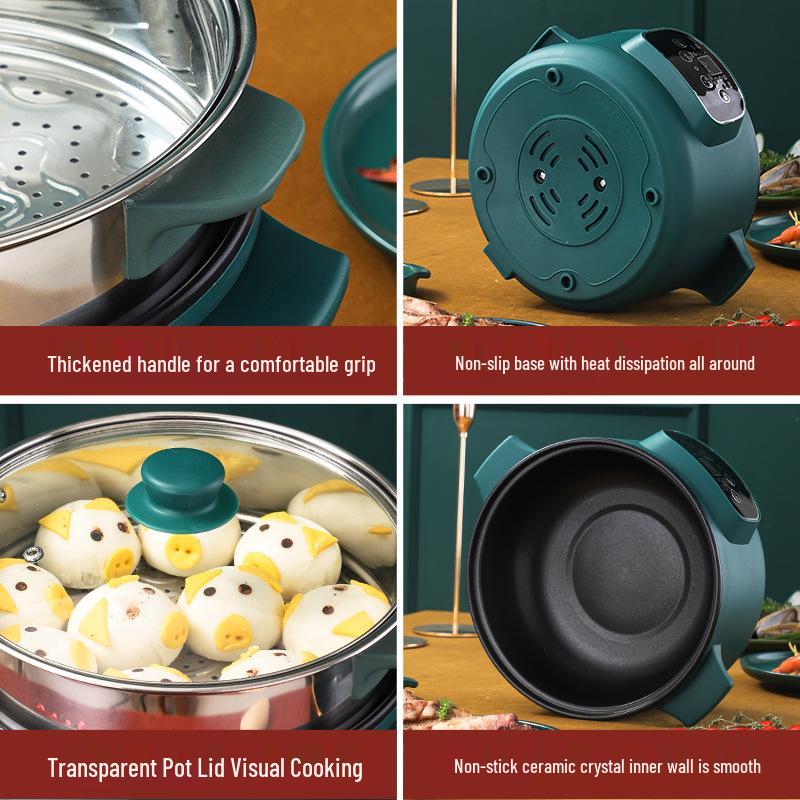 Multi-Functional Electric Cooker: Hot Pot, Stir-Fry, and Noodle Maker for Dorms and Bedrooms