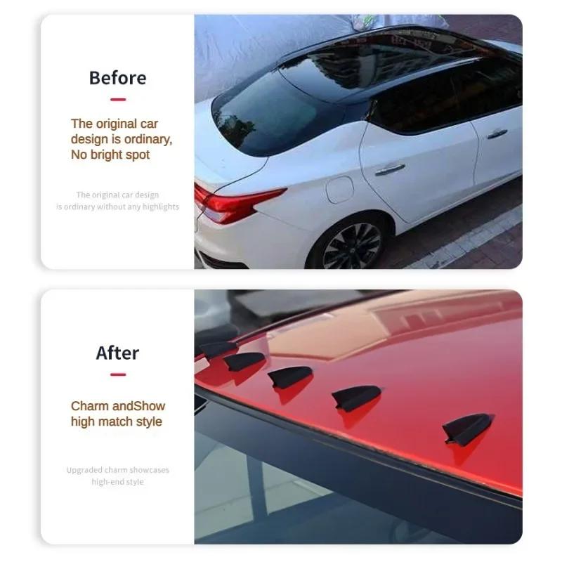 6 stk UV-beskyttet & Værbestandig 6 stk Svart Bil EVO-Stil PP Tak Hai Finner Spoiler Vinge Sett Vortex Generator Hai Antenne