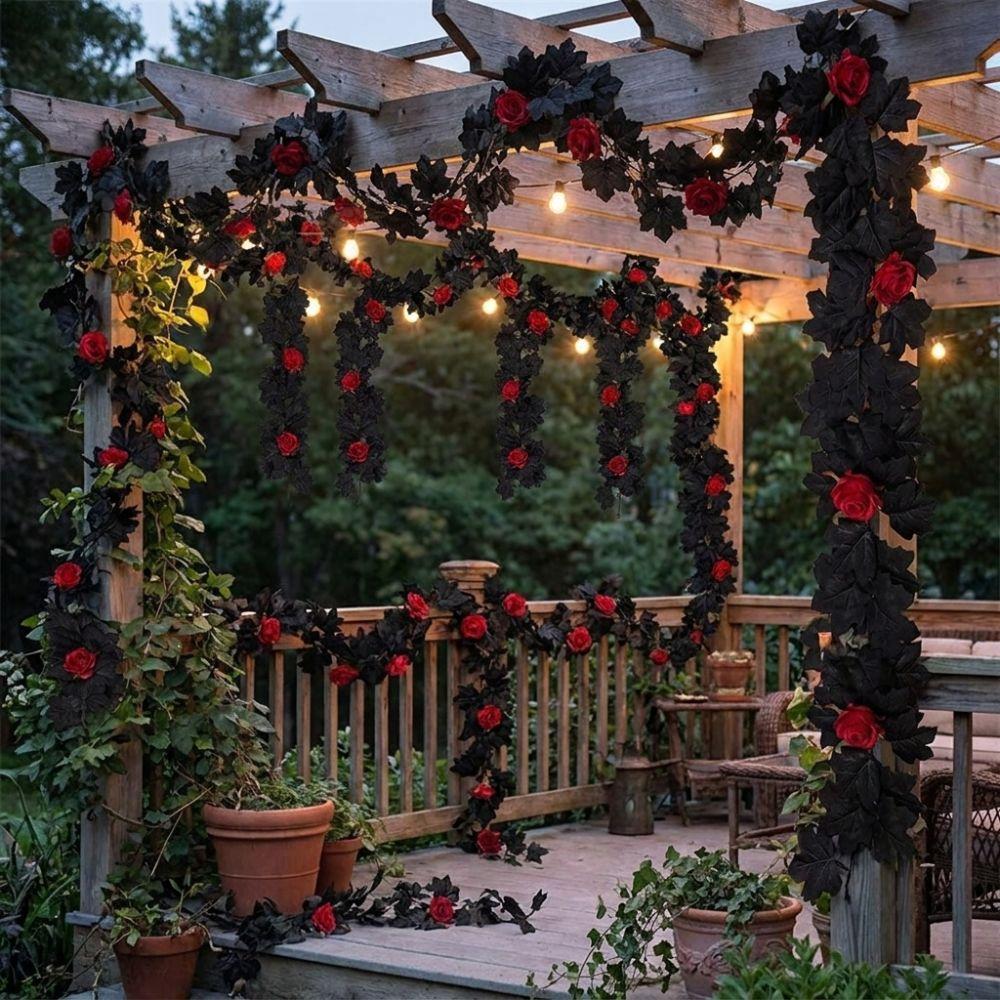 Gothic Style Maple Leaf Garland Lifelike Artificial Plant Christmas Decor
