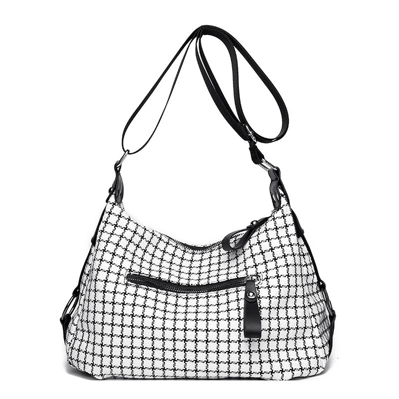 Desinvolte Женская сумка через плечо большой вместимости в модную клетку белый — фото 5