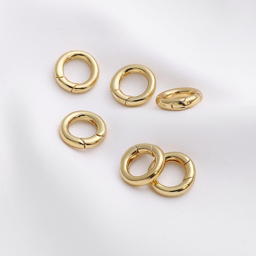 [13mm] Round Spring Buckle Gold-Plated Ring Buckle Jewelry Buckle Keychain DIY Handmade 1pc