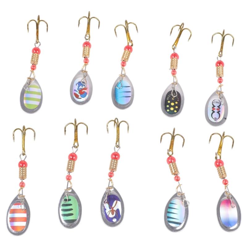 

10Pcs Colorful Metal Spinner Baits Set Trout Fishing Lures Sequins Baits Treble Hook Hard Metal Baits Crankbaits Enduring