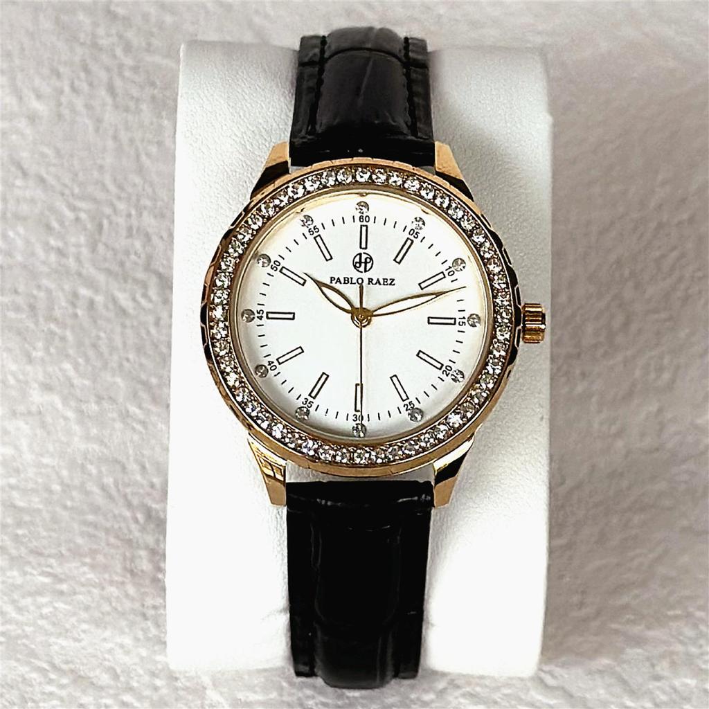 Pablo Raez Women's Luxury Gold Rhinestone Waterproof Wristwatch