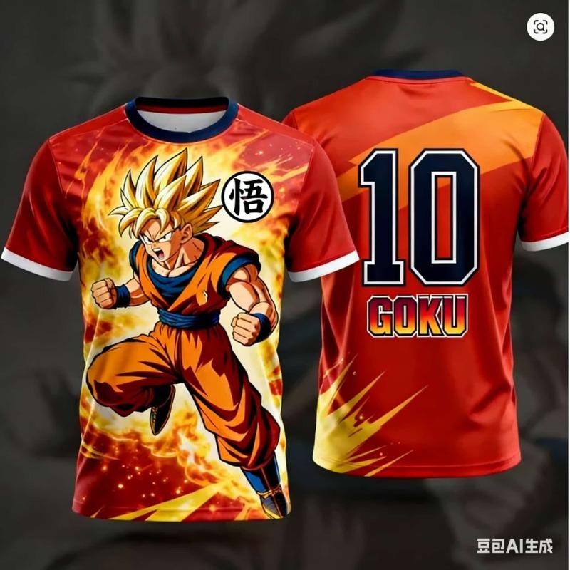 New Adult Men's Dragon Ball Goku Football Jersey T-Shirt Mans Anime T-Shirt Special Football Jersey