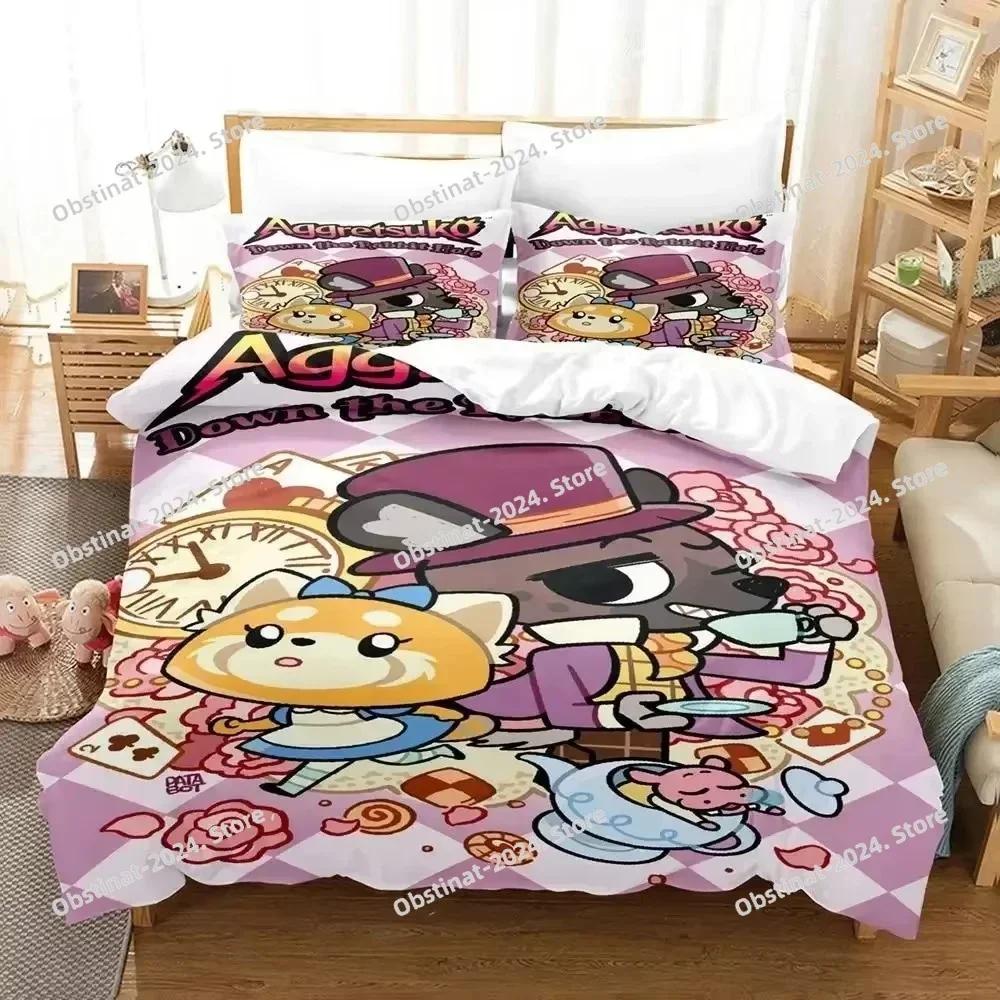 Top Anime Aggretsukos Bedding Set Printed single Comforter Quilt Bed Cover Duvet Cover Pillow Case 3 Pieces Sets Kids Adult Size