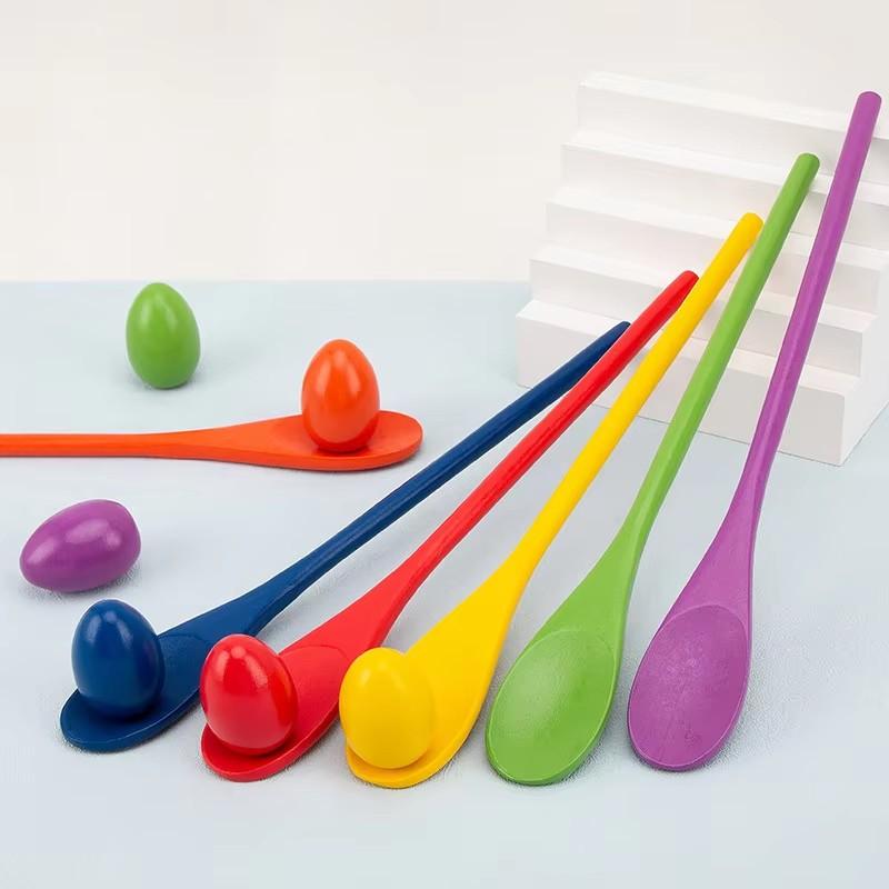 Montessori Rainbow Wooden Spoon Sensory Toy Color Matching Balance Game Kid Early Educational Wooden Toy Preschool Teaching Aids