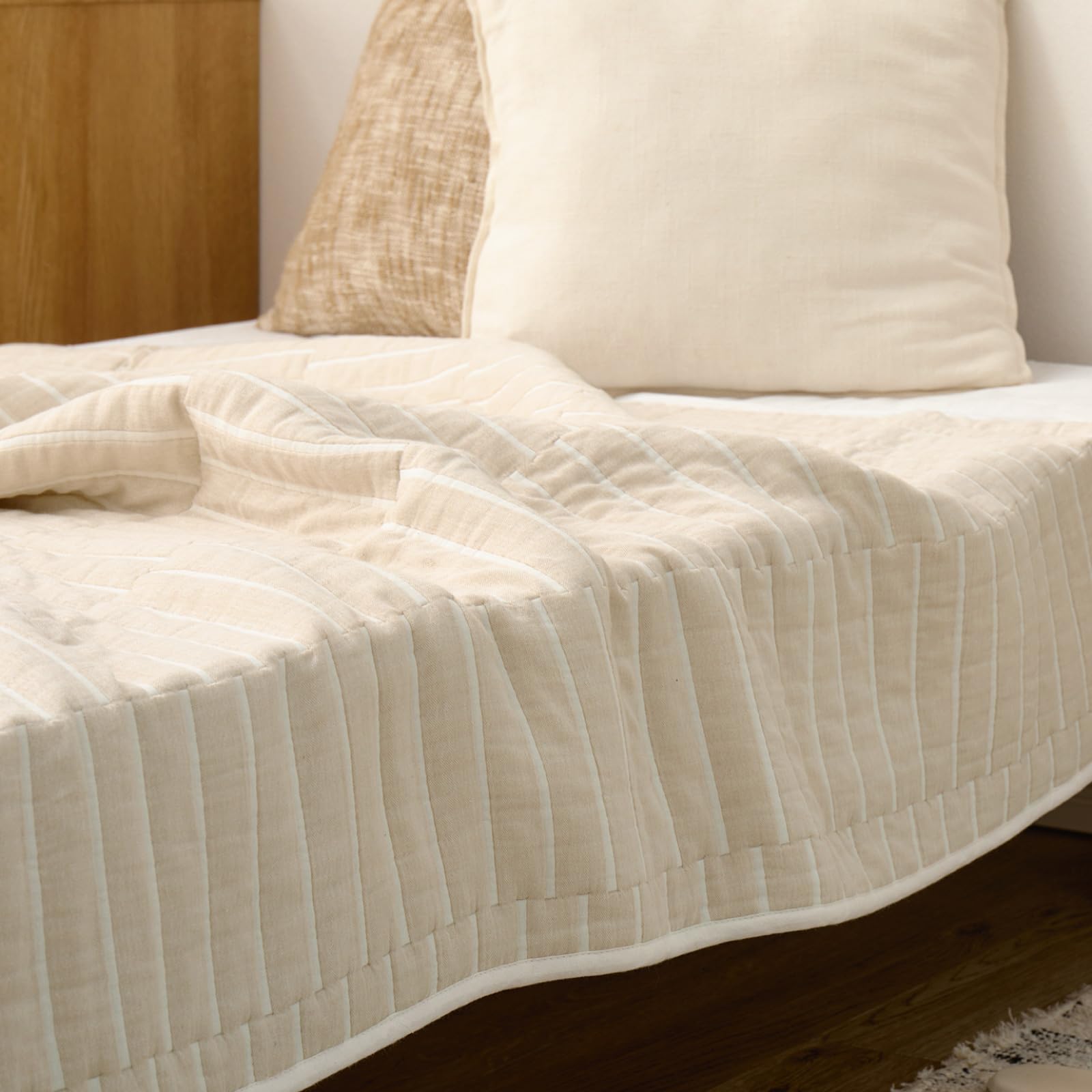 Hagiwara Gauze Lightweight Line 90 x 120 Scandinavian All Seasons Blanket, Blanket, Beige, Approx. cm, Washable, 100% Cotton, Style,