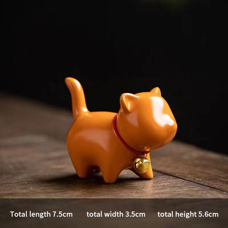 კრეატიული კერამიკა საყვარელი კნუტის ორნამენტი ცხოველის მიკრო ლანდშაფტი ჩაის შინაური ცხოველი შიდა სამაგიდო ორნამენტები ჩაის ნაკრების აქსესუარები ჩაის თამაში