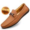 Men's Cross-Border Slip-On Leather Driving Moccasins - Casual Low-Top, Large Size Cowhide Shoes for Spring and Autumn