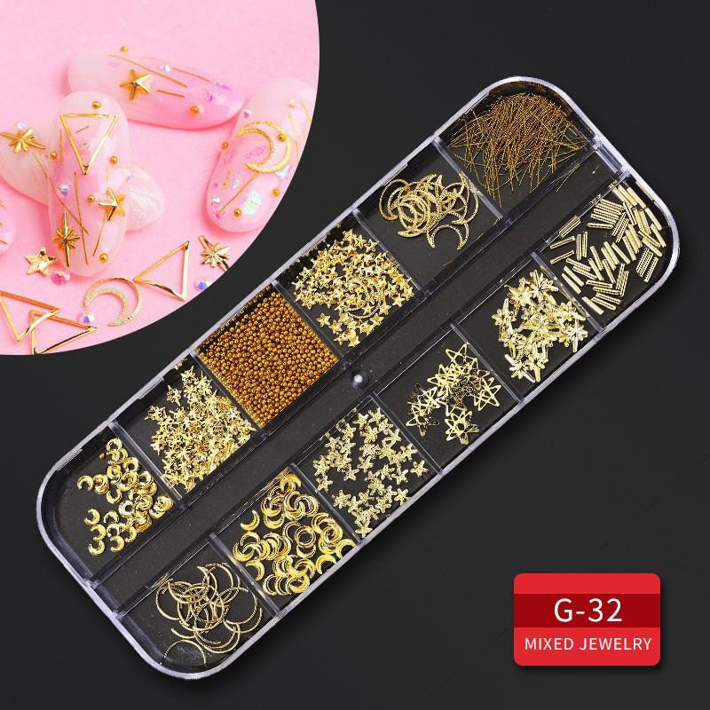 60 Nail Art Accessories: Rhinestones, Pearls, Rivets & Alloy Designs