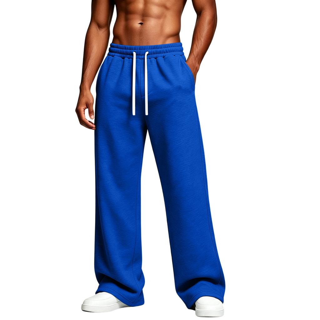 Men's Casual Color Loose Fit Sweatpants with Elastic Waist Straight Leg