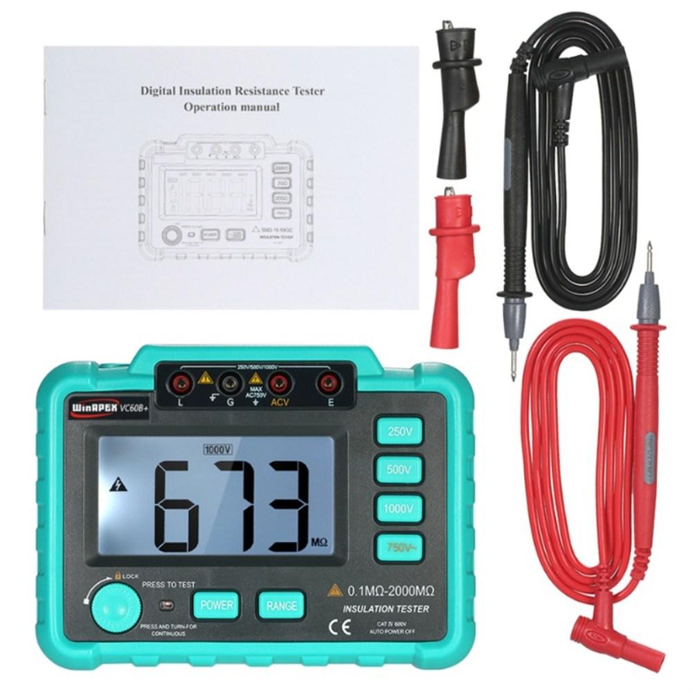VC60B+ 1000V Digital Auto Range Insulation Resistance Meter Tester Megohmmeter  High Voltage LED Indication 1999 Counts