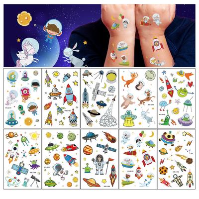 Non Toxic Cartoon Colorful Temporary Foil Animal Mermaid Spaceship Kids Tattoo Sticker for Children