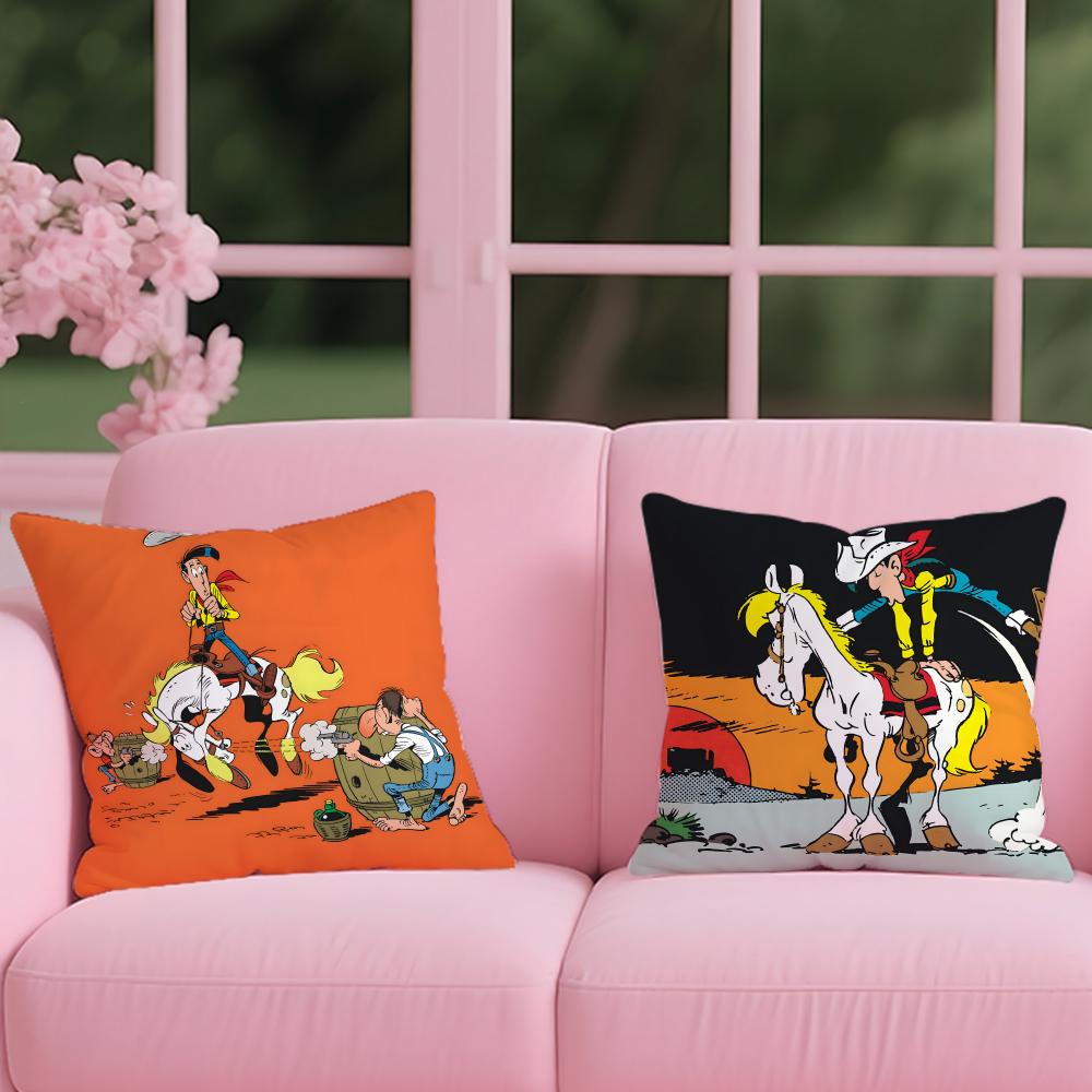 Lucky Luke Cartoon Cushion Cover Reversible Plush Pillow Cover – For Car, Sofa, Bedroom, Perfect As A Gift.