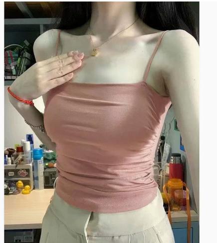 Women's Spaghetti Strap Camisole with Built-in Chest Pad Backless Design Comfortable Stretchy Fabric Suitable for Layering and Casual Wear