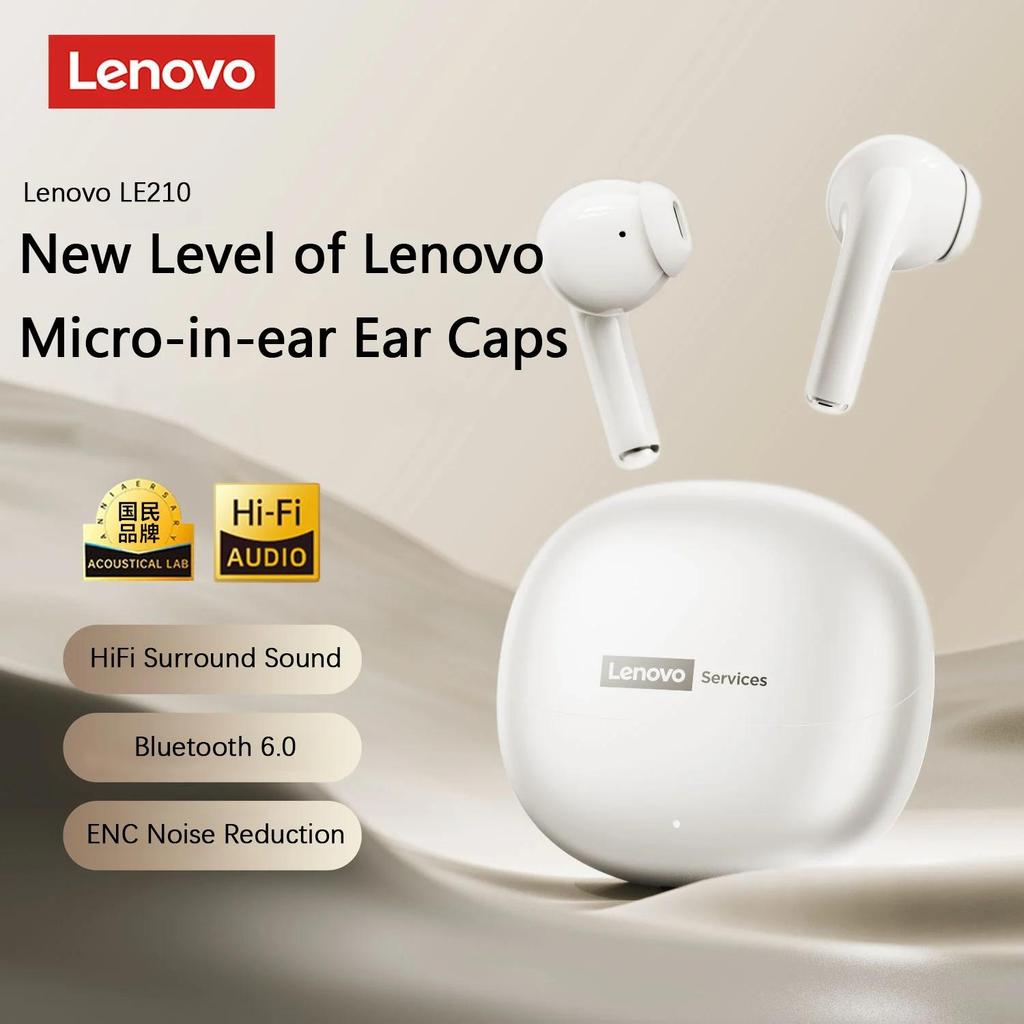 Original Lenovo LE210 Wireless Bluetooth 6.0 Earphones Low Latency HiFi Sound Quality Gaming Sport Headphones HD Call Noise Reduction Earbuds