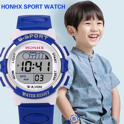 Watch Waterproof Children Boys Digital Led Sports Watch Kids Alarm Date Watch Gift New Casual Electronic Simplicity Round Watch