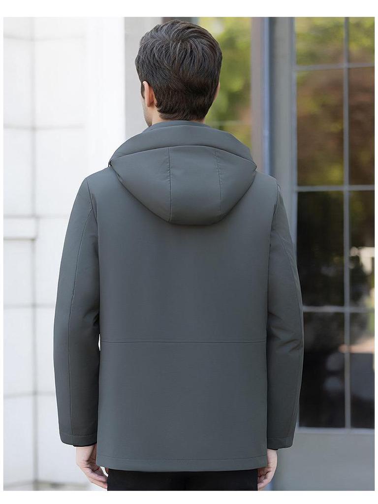 Men's 2025 Winter Removable Liner Down Jacket: Thick Warm White Duck Down Business Casual Coat