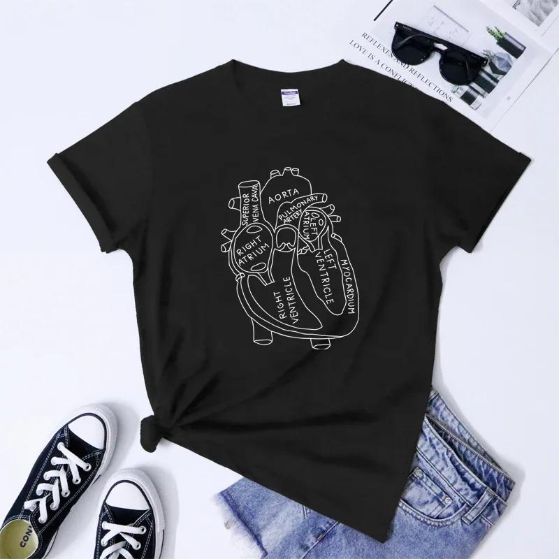 Minimalist Anatomical Heart Aesthetic Cardiologist Nursing Tshirt Funny Anatomy Graphic Adult Harajuku Sleeve Aesthetic Clothes
