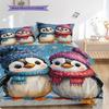 Penguin Pattern Bedding Quilt Set Quilt Cover Pillowcase Home Decoration Birthday Gift (1 * duvet cover + 2 * pillowcase, without core)