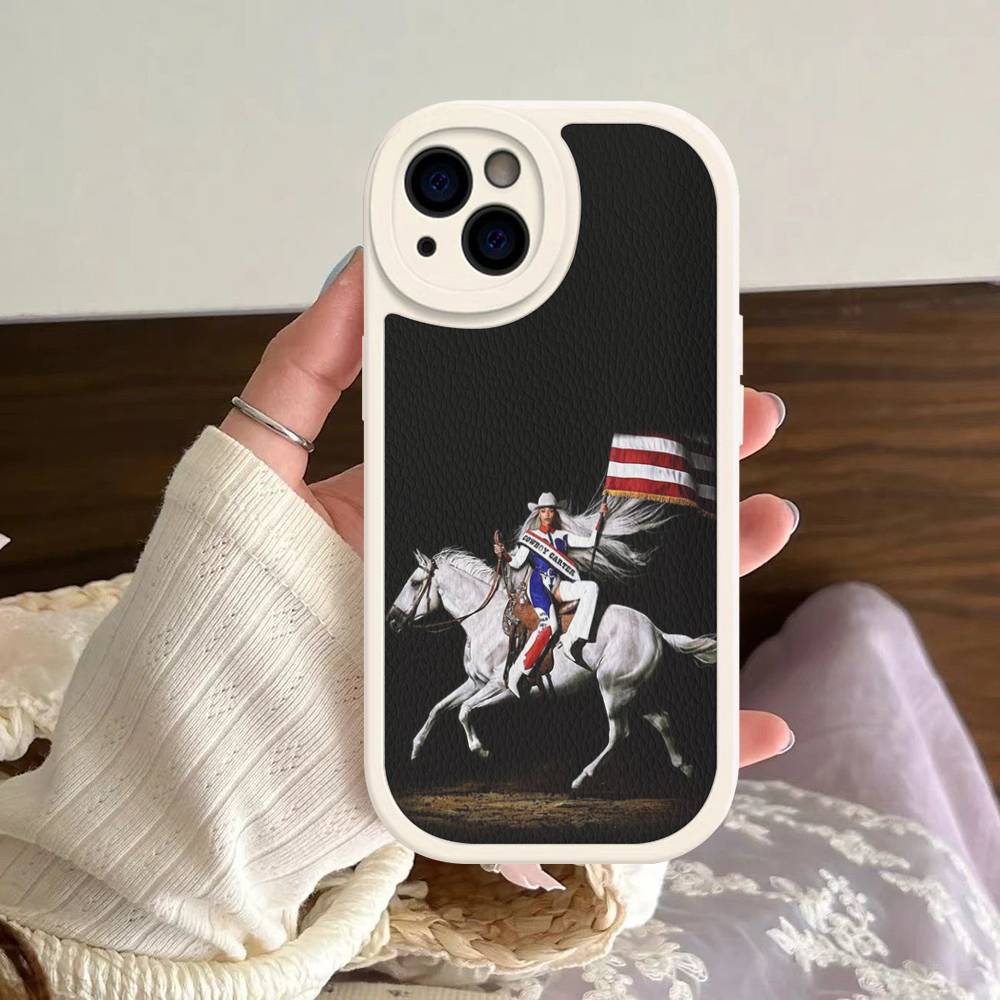 Beyonce Cowboy Leather Phone Case For iPhone 16 15 14 17 Pro Max 11 12 Mini Plus Soft Shell